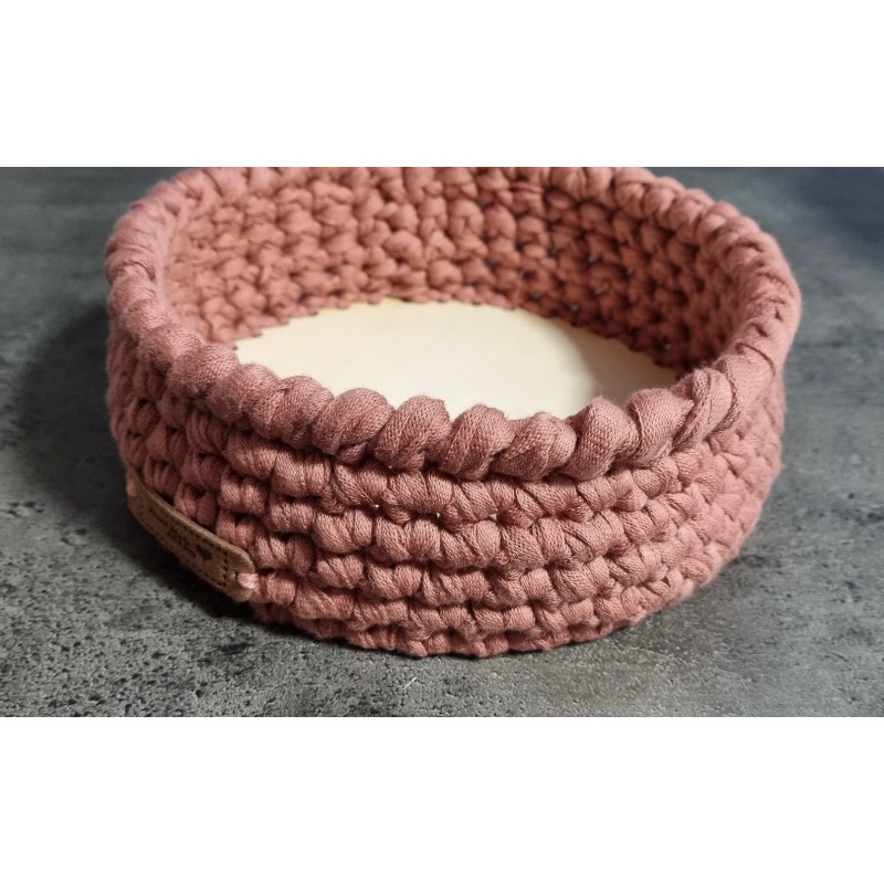 Corbeille "Vieux rose" fond bois
