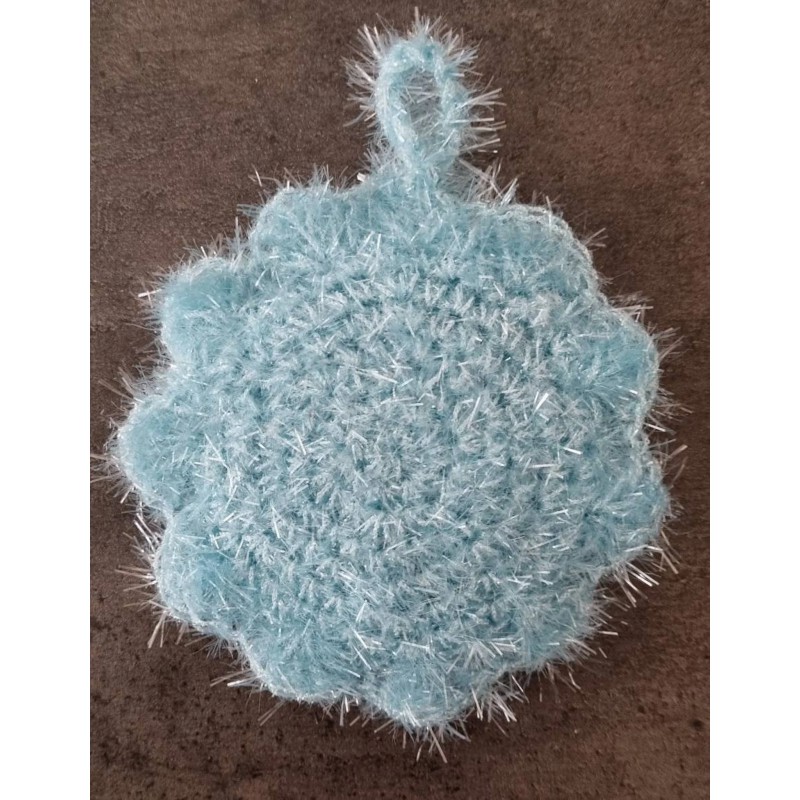 Éponge tawashi "Fleur bleue" au crochet